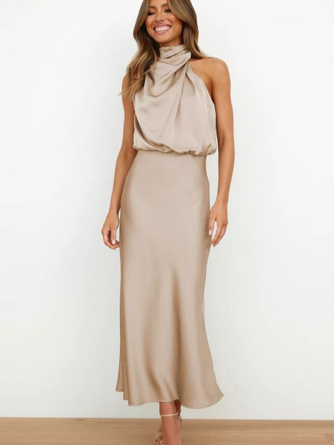 Norvielle Damen Abendkleid Halterneck Elegant