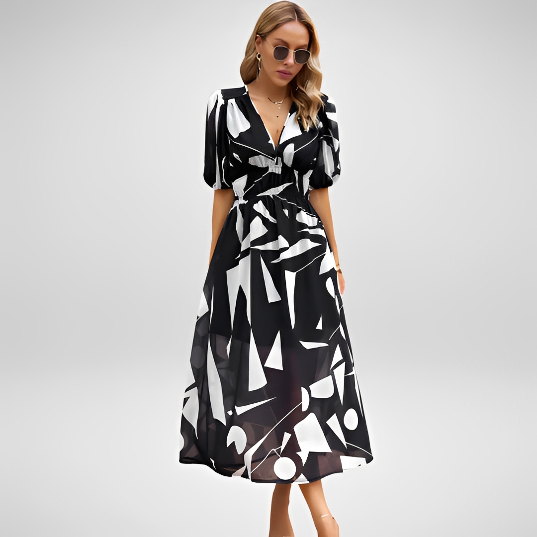 Damen Sommerkleid V-Ausschnitt Elegantes Design