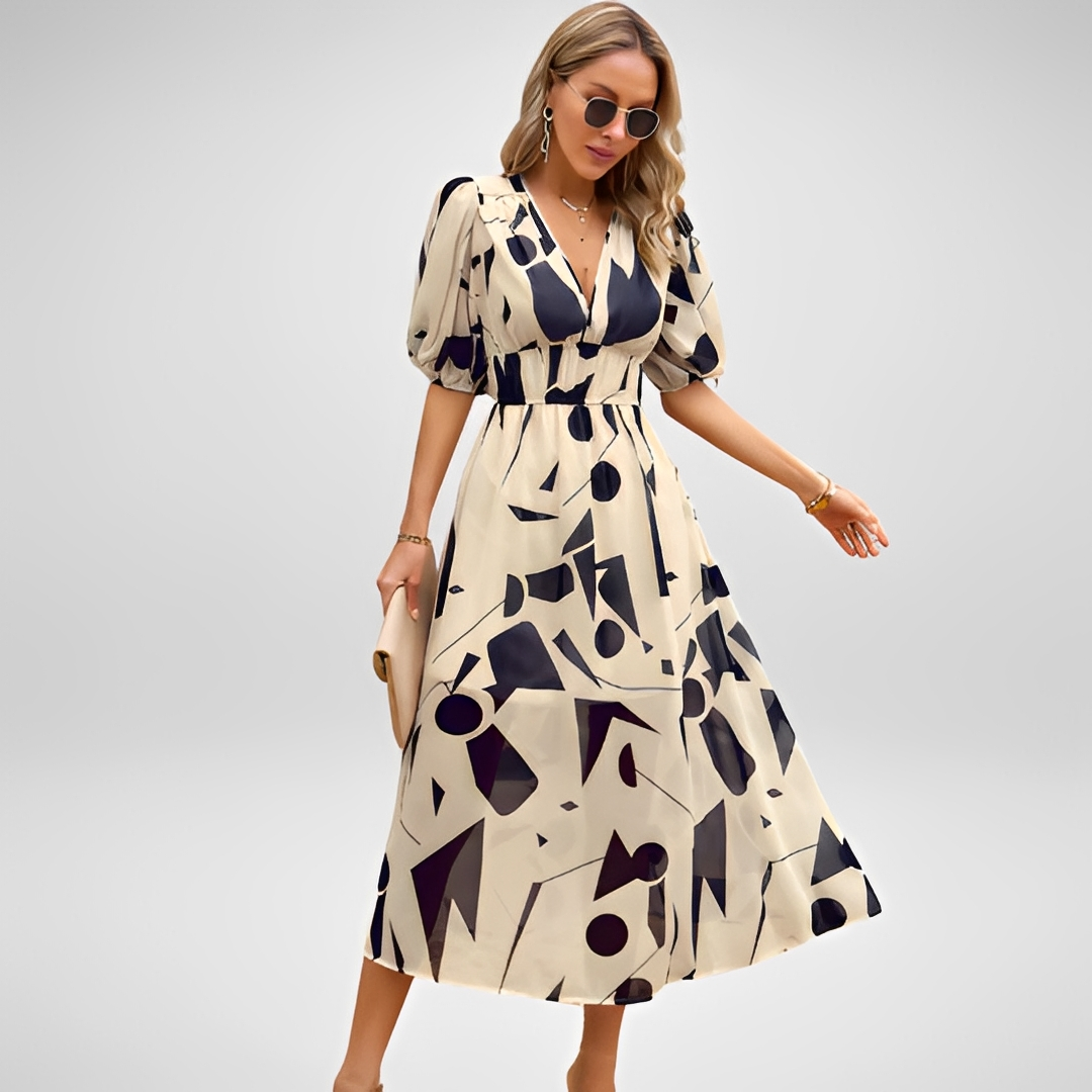 Damen Sommerkleid V-Ausschnitt Elegantes Design - Norvielle