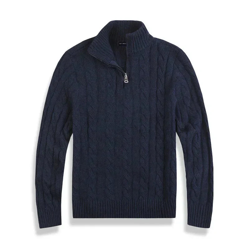 Zopfmusterpullover – Halb-Reißverschluss – Pullover – Viertel-Reißverschluss-Pullover – Herrenpullover-Chaps Herrenmode