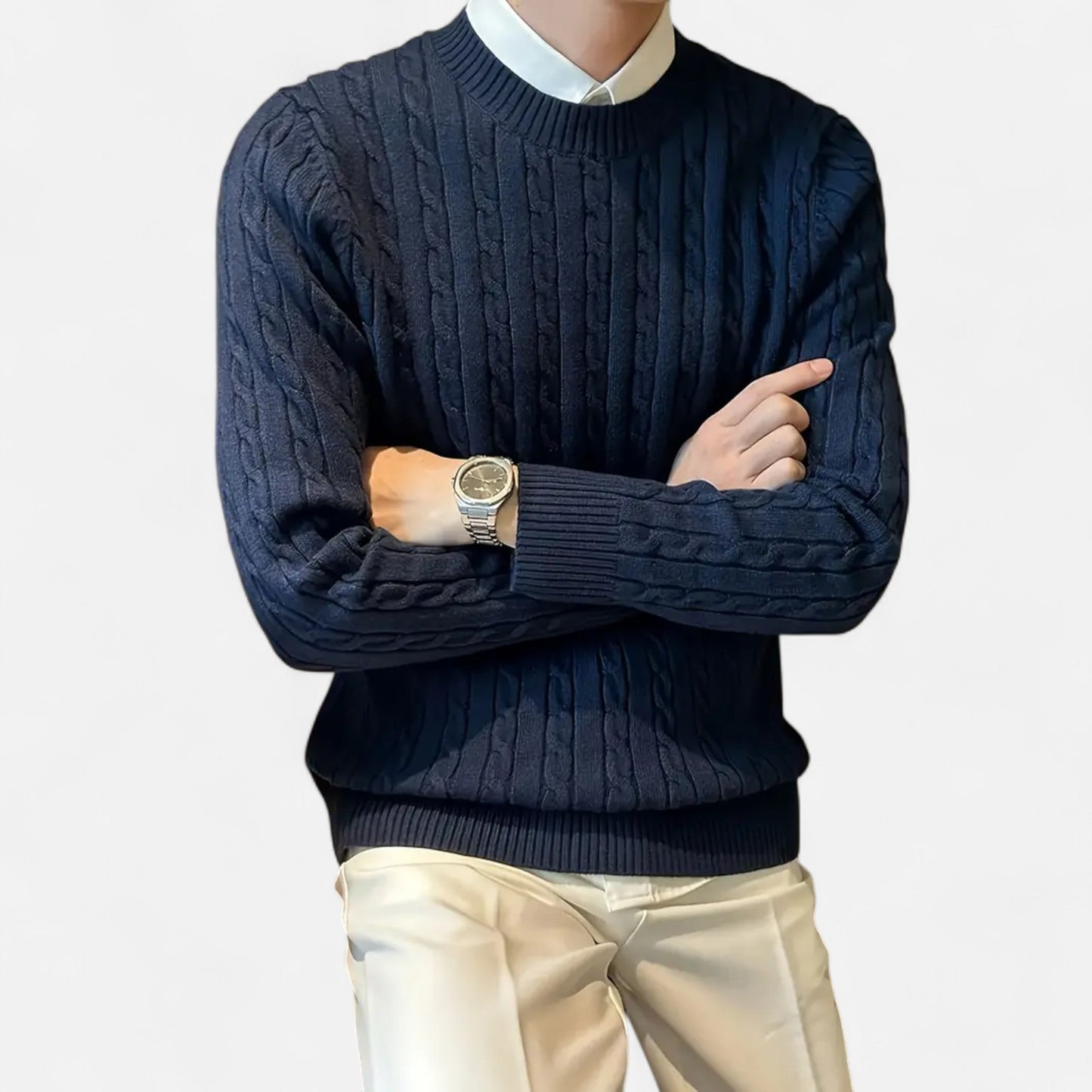 Herren Zopfmuster Strickpullover Langarm Klassisch - Norvielle