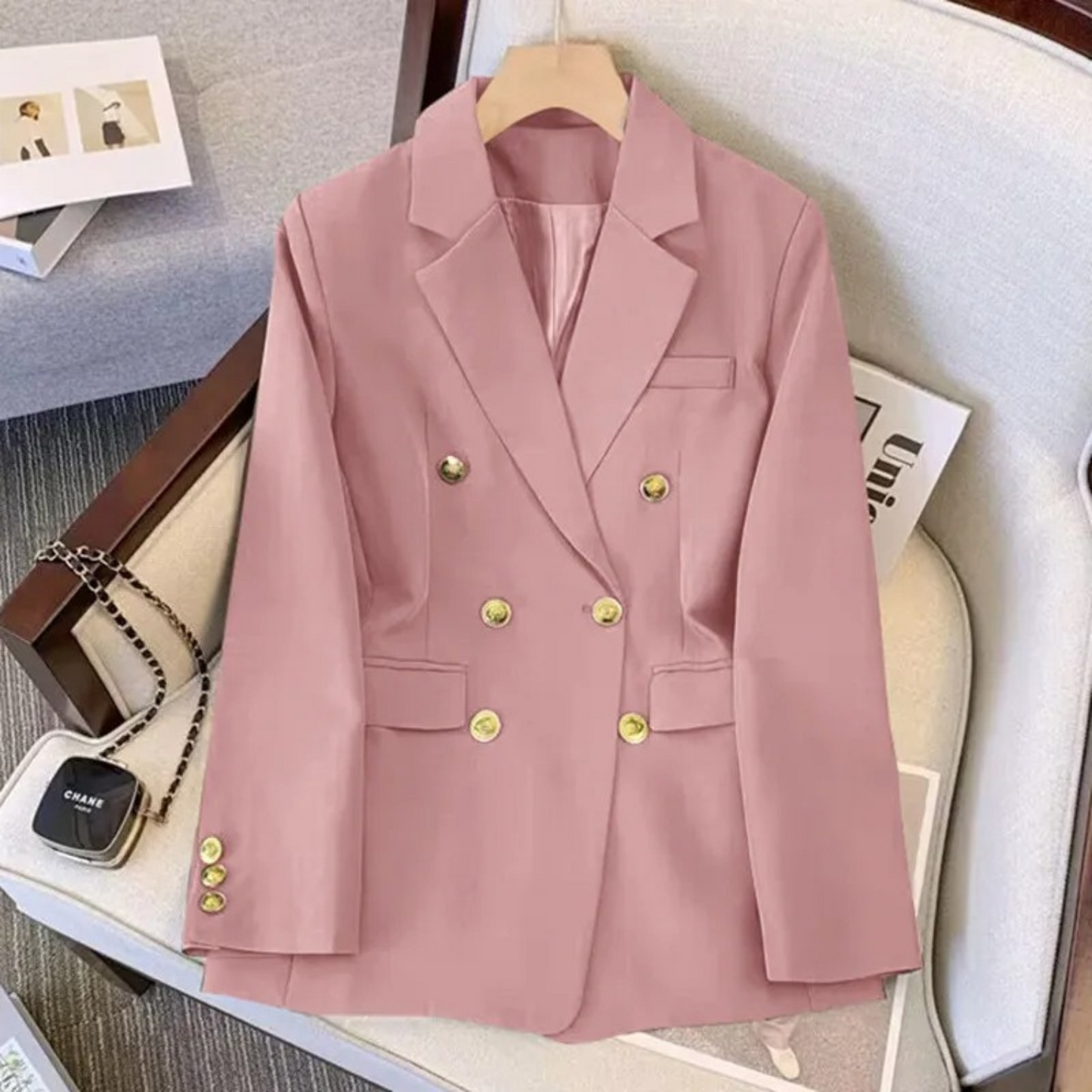 Eleganter Herrenblazer Doppelreihe Goldknöpfe
