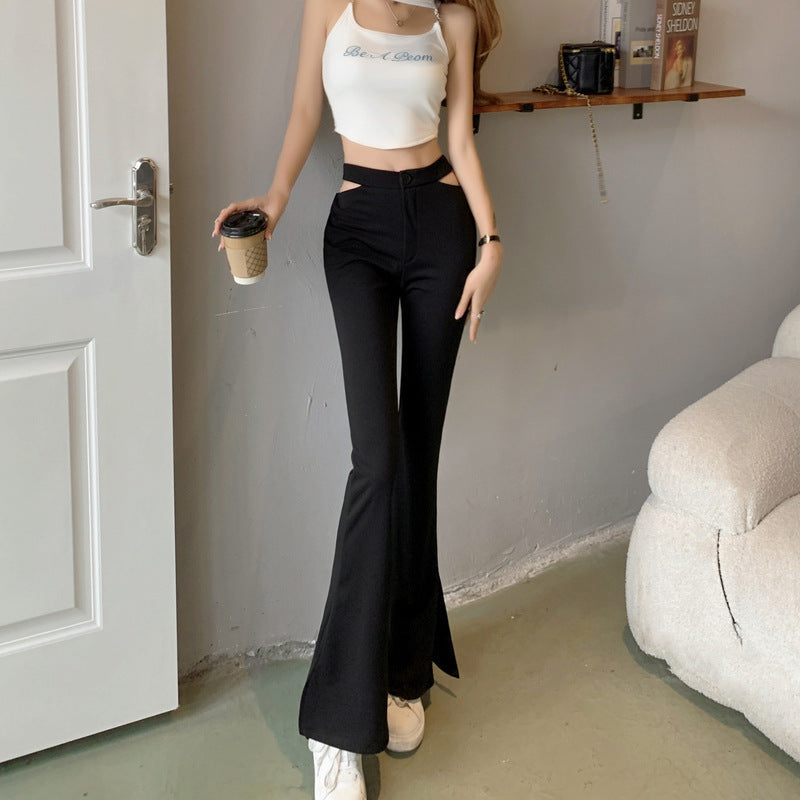 Norvielle Damen Schlaghose Taille Cut Out