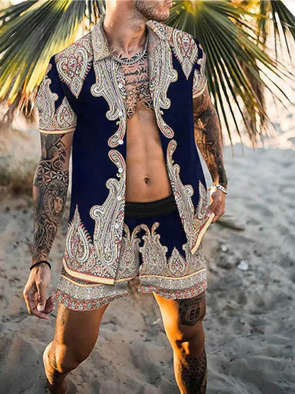Herren Zweiteiler Kurzarm Hemd und Shorts Sommerkleidung - Norvielle