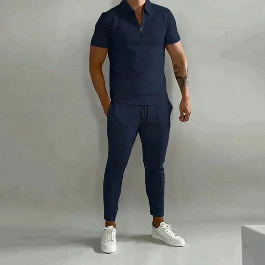 Herren Kurzarm Poloshirt Set Baumwolle Weiß - Norvielle