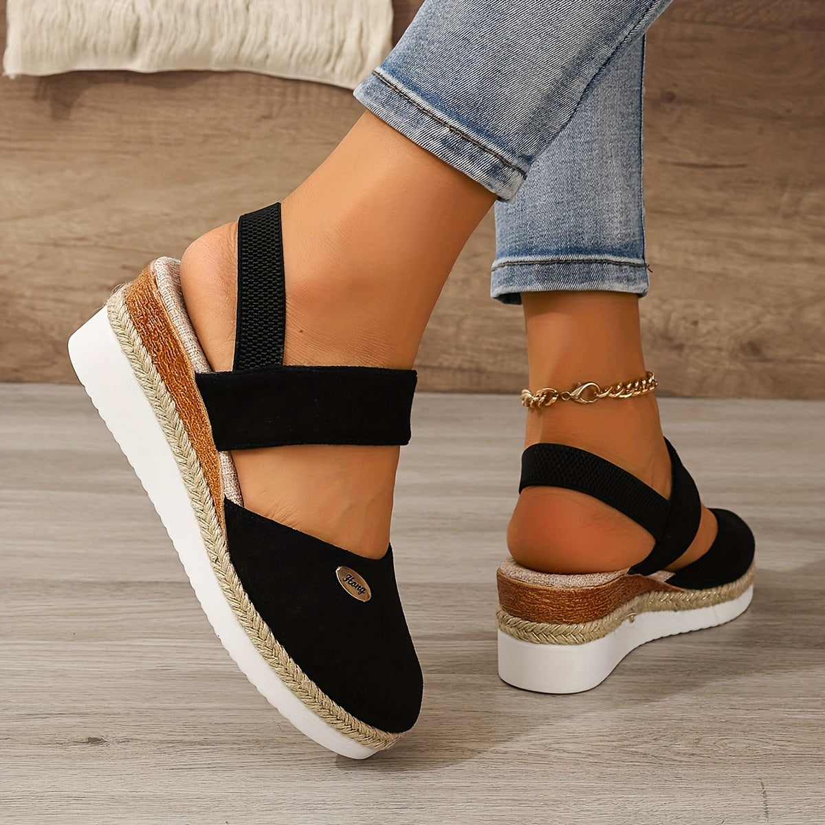 Damen Sandalen Auf Plattform Rutschfest Elastisch