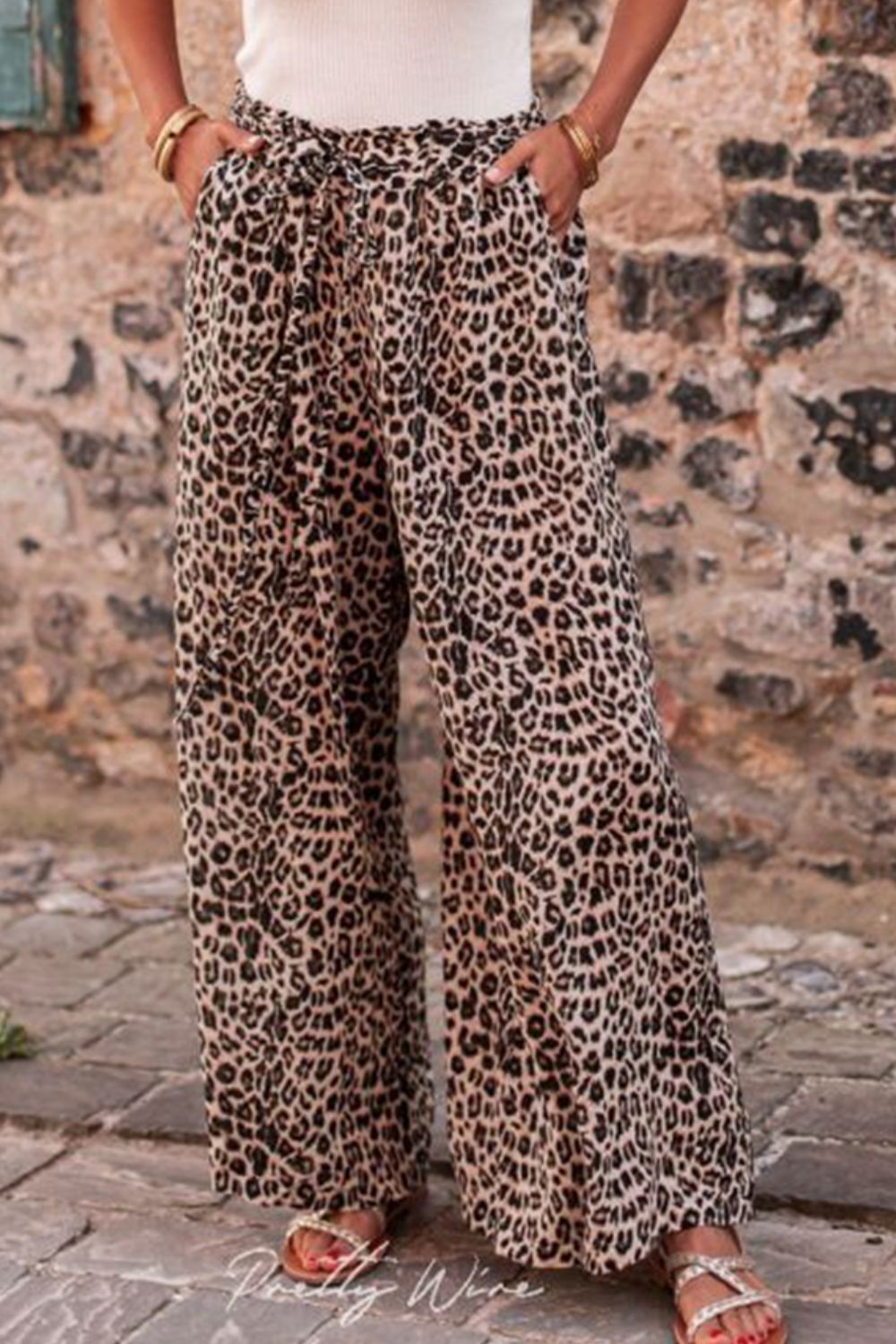 Damen Leopard Beinformed Pants mit Zugband Weite - Norvielle