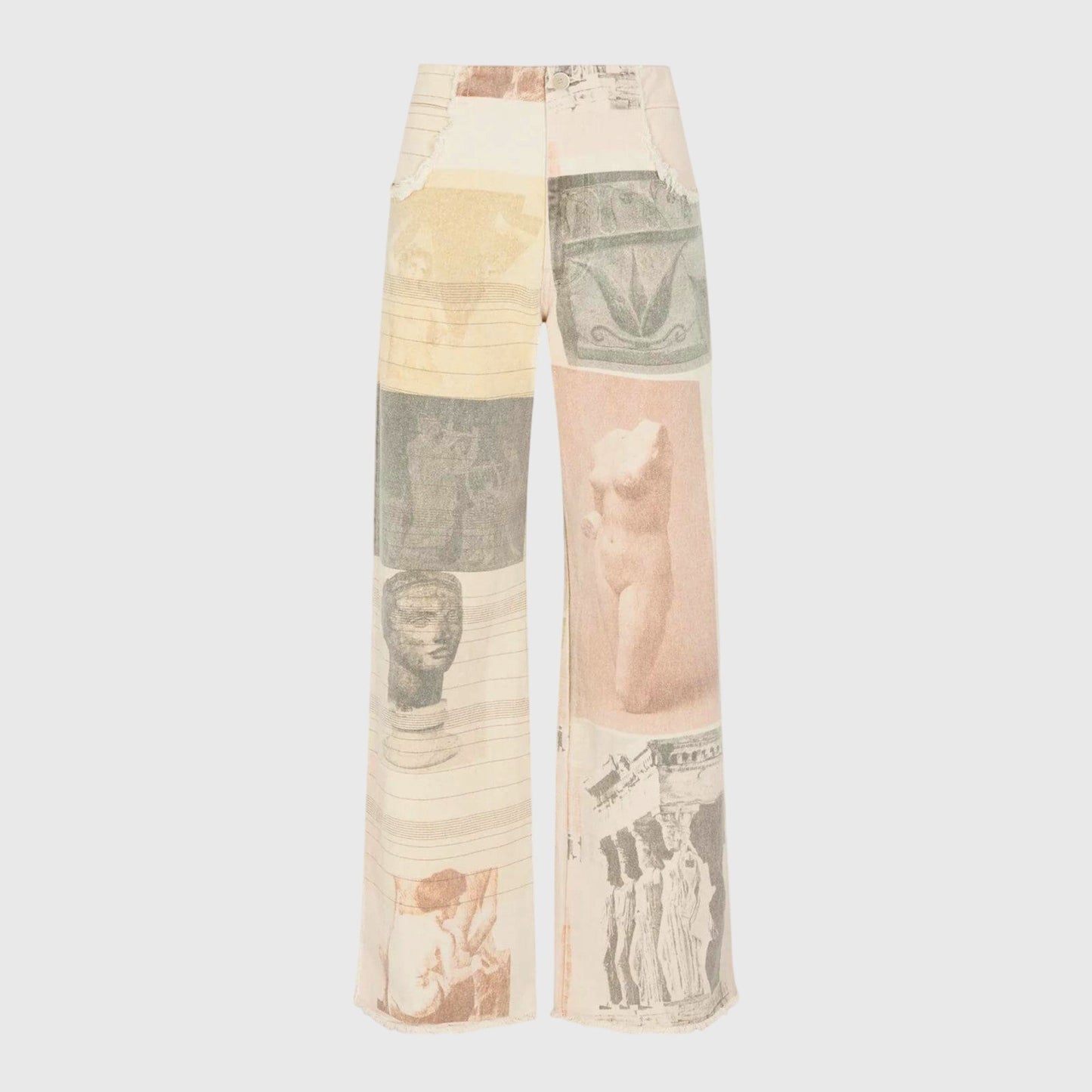 Damen Vintage-Jeans Hohe Taille Print