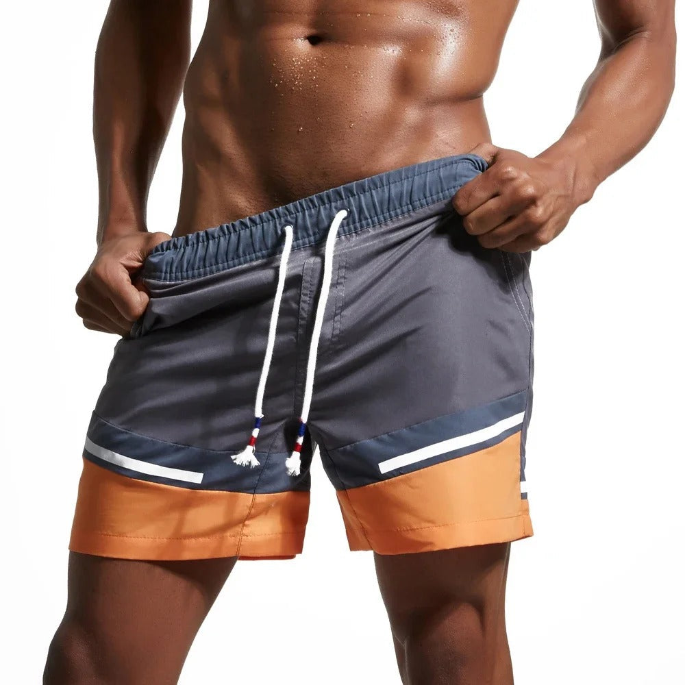 Norvielle Herren Badeshorts Schnelltrocknend Farbblock Muster