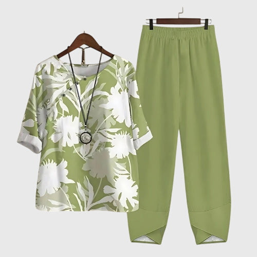 Damen Zweiteiliges Set Schmetterlings-Design Lockere Bluse und Rock