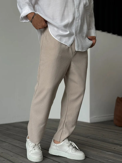 Herren Freizeithose Gerippt Bequem Grau