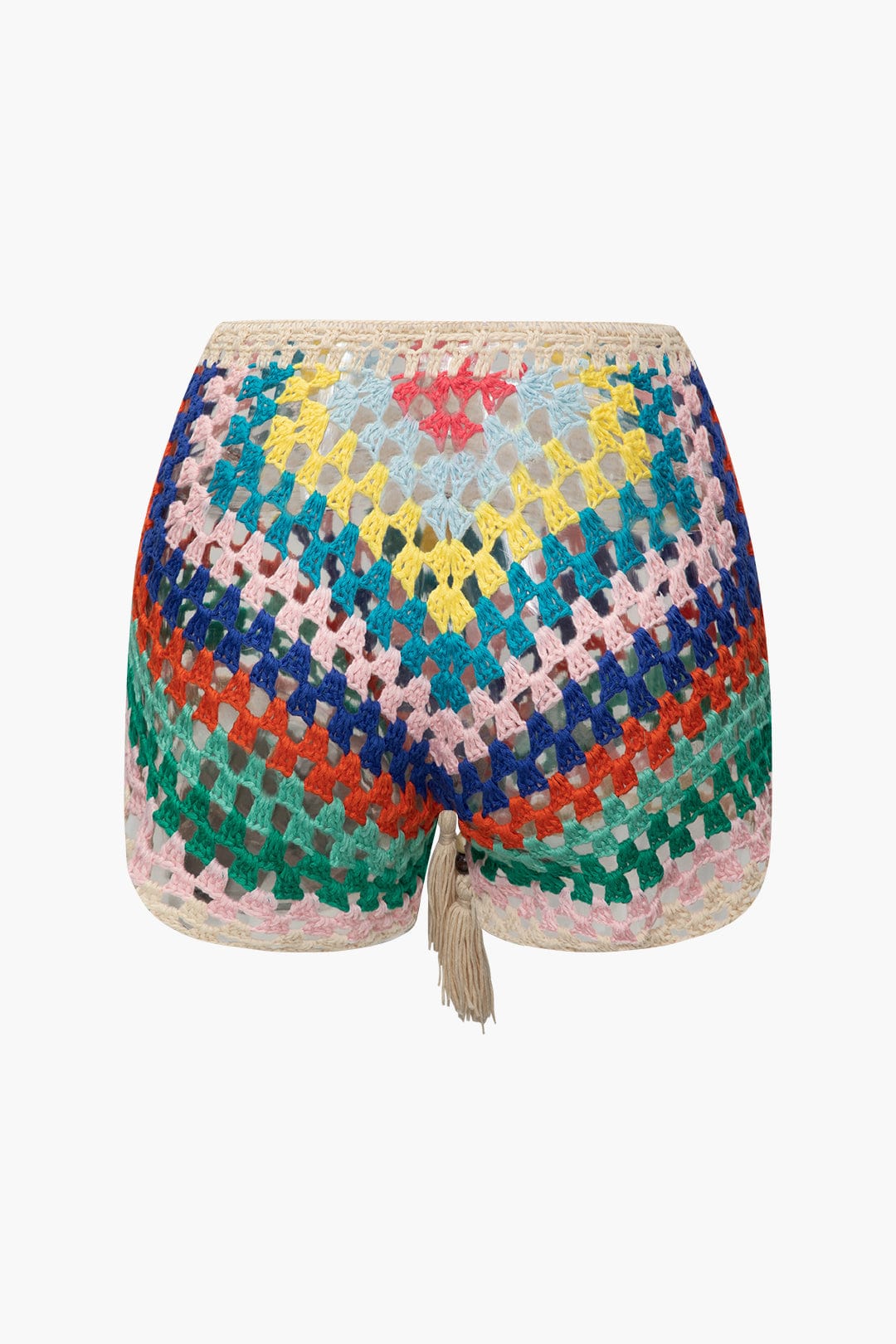 Boho Strick Zweiteiler Damen Bustier Shorts