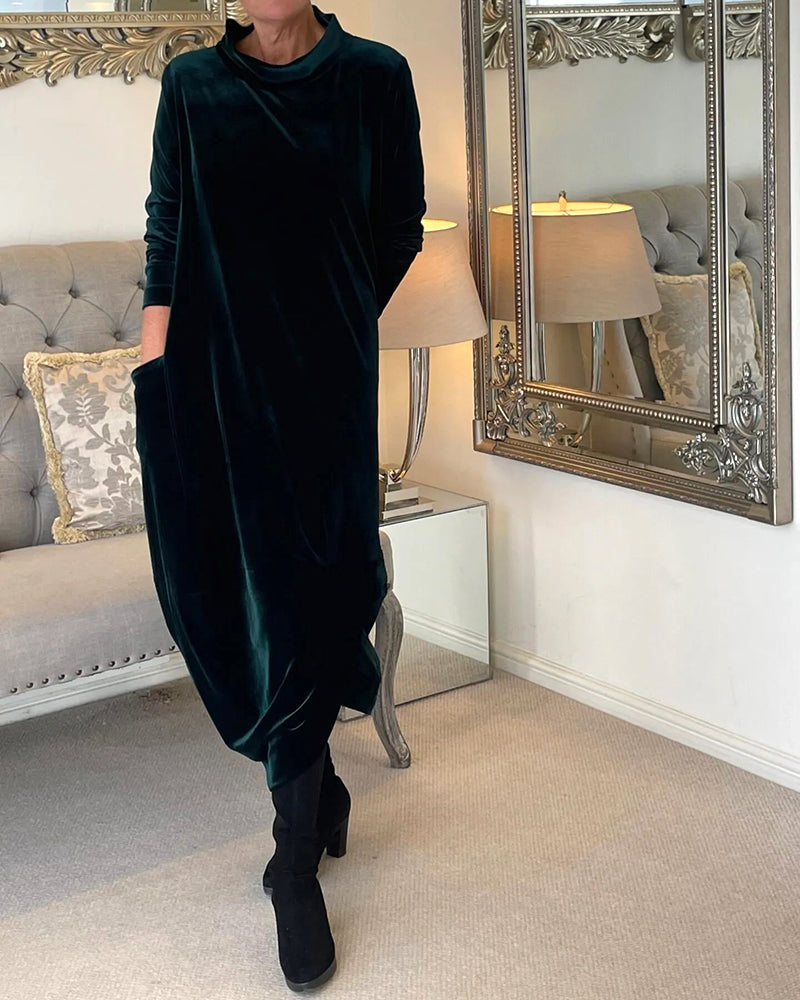 Elegantes Damen Samtkleid Mit Bauchabdeckung