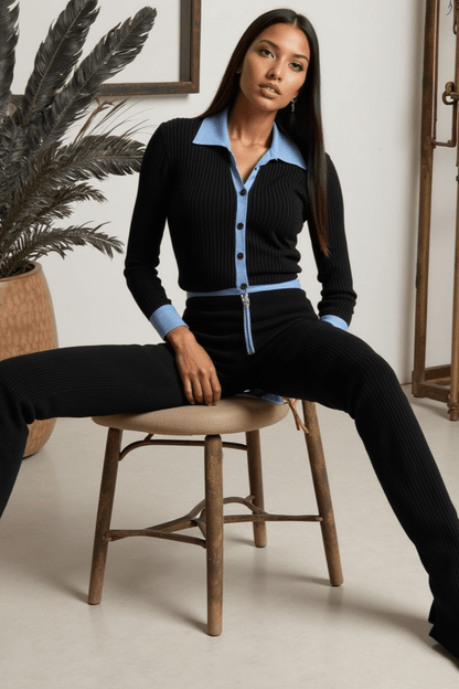 Damen Zweiteiler-Set Hemd Wide-Leg-Hose Modern