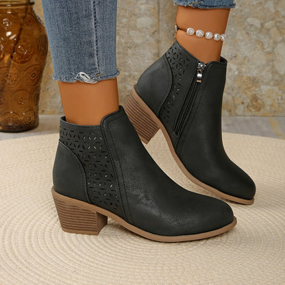 Damen Stiefeletten Hineinschlüpfen Seitlich Reißverschluss - Norvielle