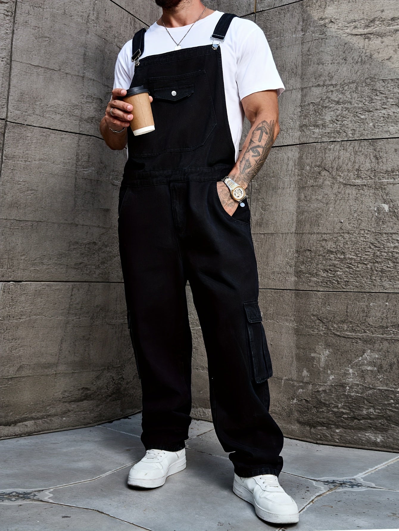 Norvielle Damen Jeanslook-Overall Einfarbig Große Größen