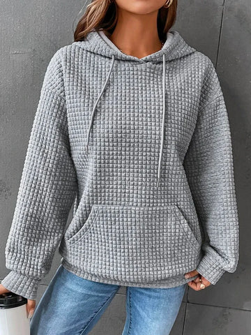 Damen Hoodie Bequem Baumwolle Grau