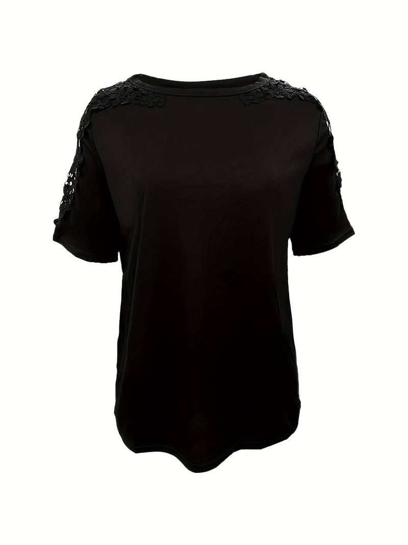 Norvielle Damen T-Shirt Rundhals Unifarben Baumwolle