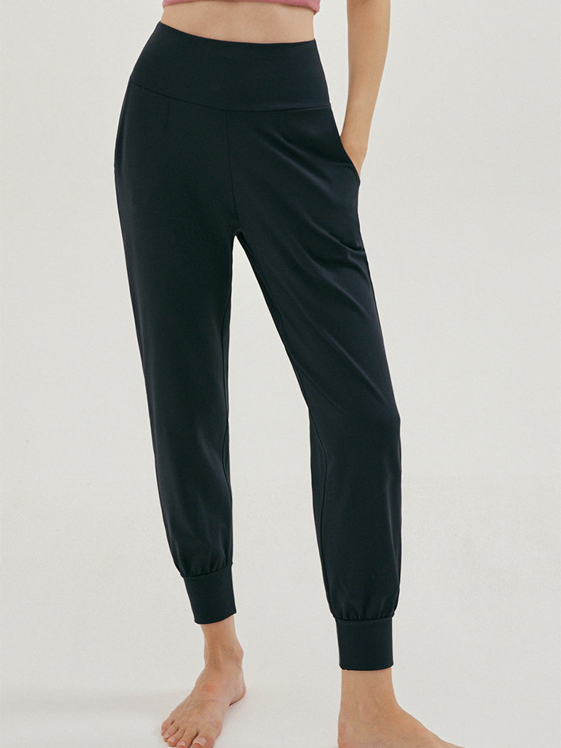 Damen High-Waist Joggerhose Bequem Schwarz - Norvielle