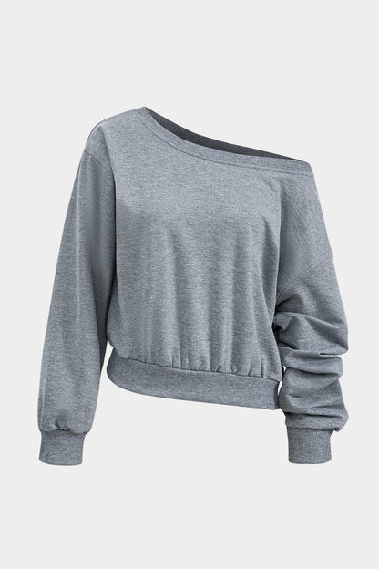Damen Zweiteiler-Set One-Shoulder-Sweatshirt Minirock