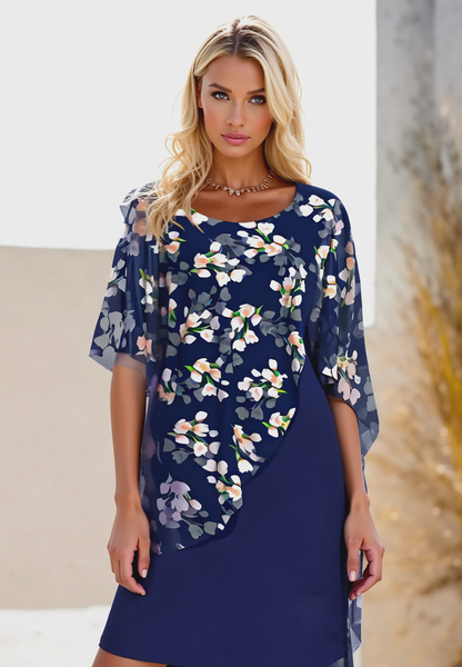 Damen Hochzeitsgastkleid Chiffon Blumenprint - Norvielle