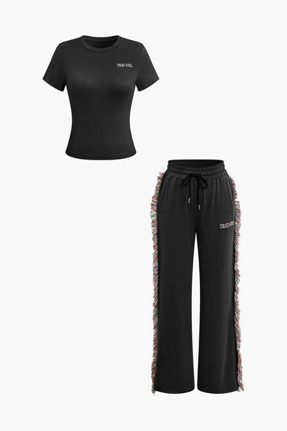 Damen Freizeit-Set mit Fransen-Details