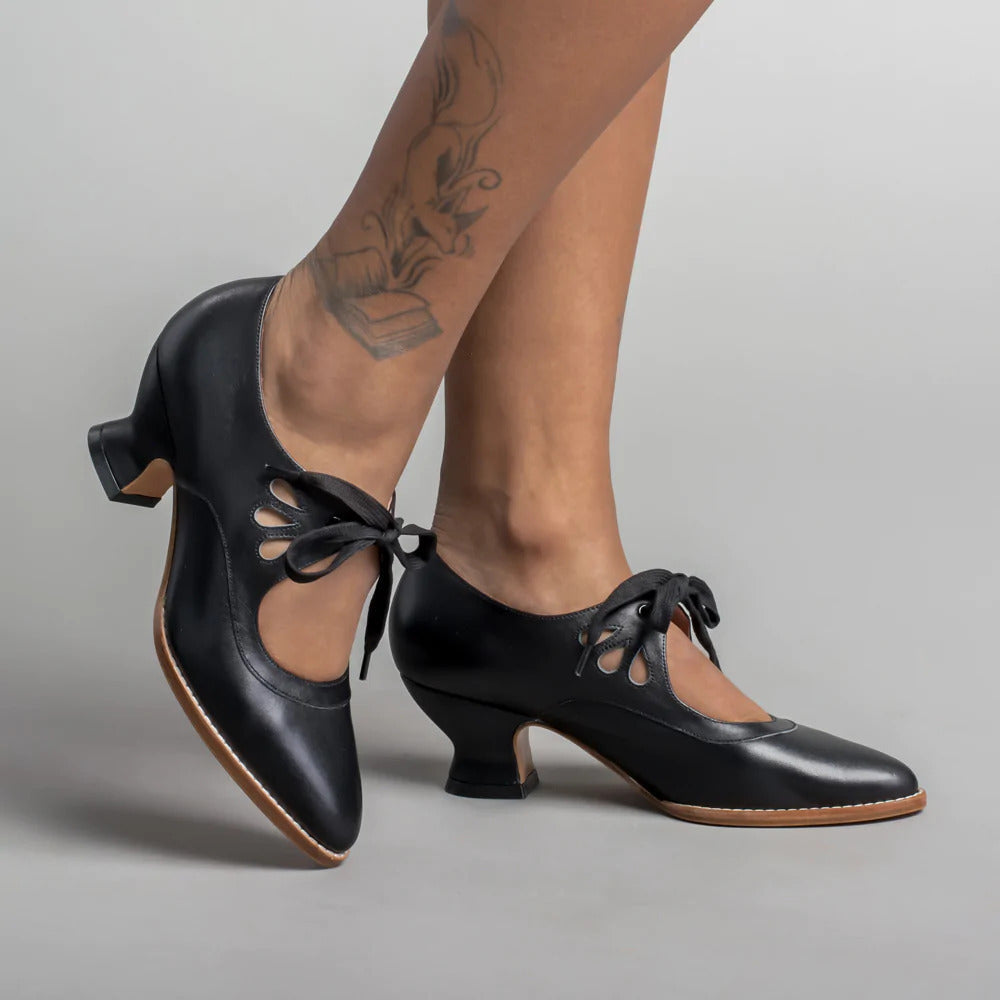 Damen High Heels Schnürschuhe Vintage Stil