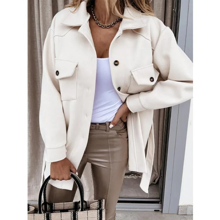 Norvielle Damen Sommerjacke Leichtes Woll Langjacke