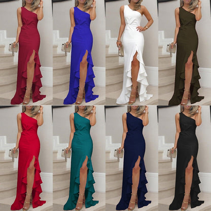 Damen Swing-Kleid Geteiltem Rüschensaum - Norvielle