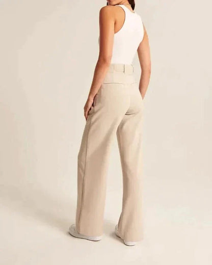 Damen Pantalon Weite Beine Hohe Taille