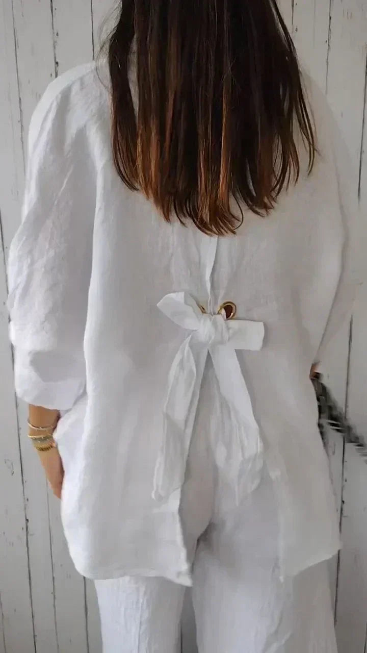 Damen Bluse Zeitlose Eleganz Baumwolle Weiß