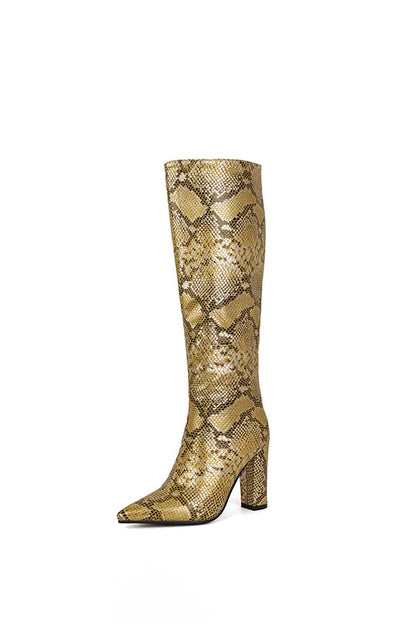 Eve Damen Stiefel Schlangenleder-Optik Gold