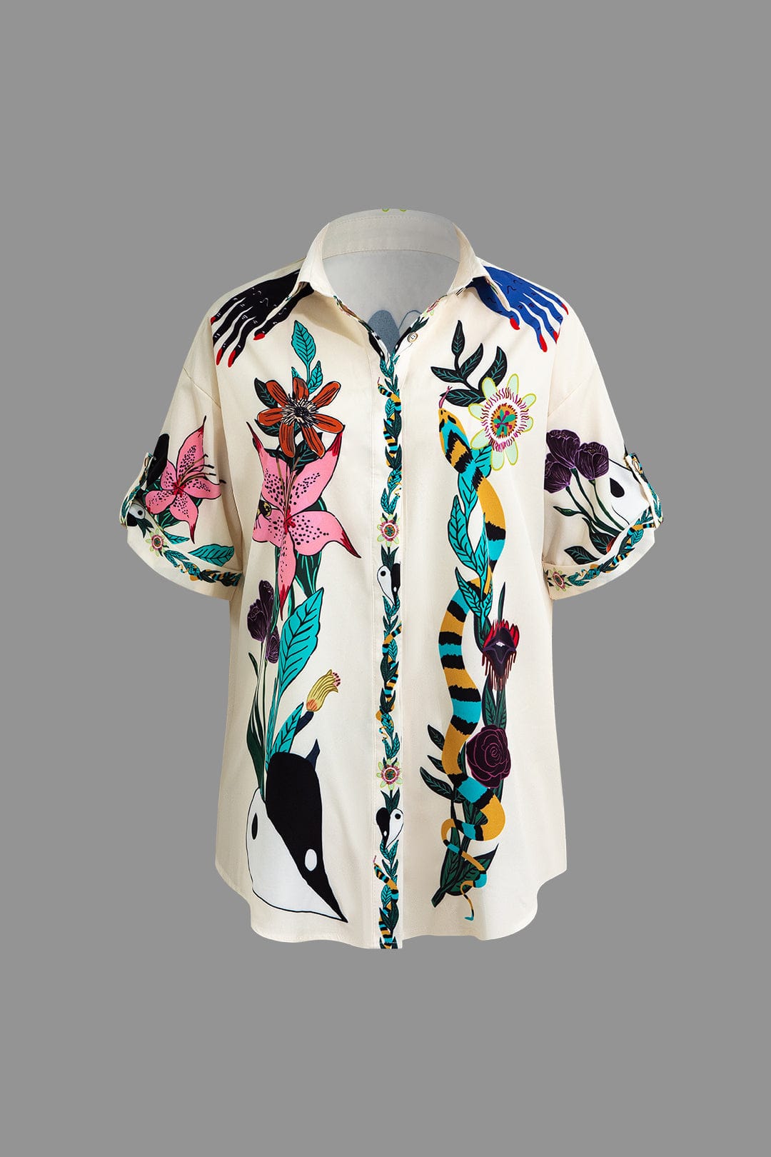 Künstlerisches Damen Zweiteiler-Set mit Kunstprint Statement-Design