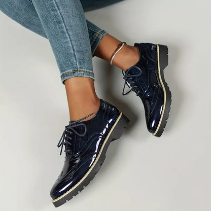 Damen Schnürschuhe Glänzend