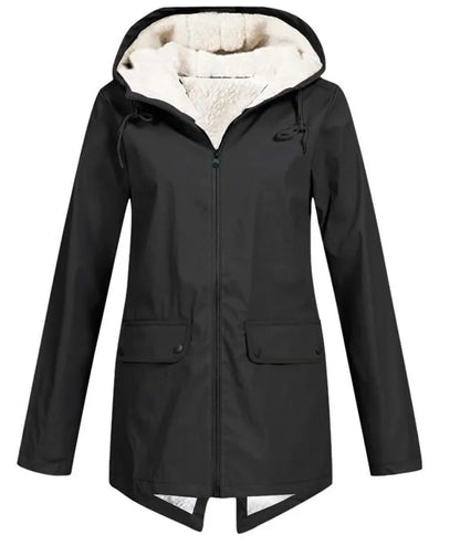 Norvielle Damen Wasserdichte Fleecejacke Schwarz - Norvielle
