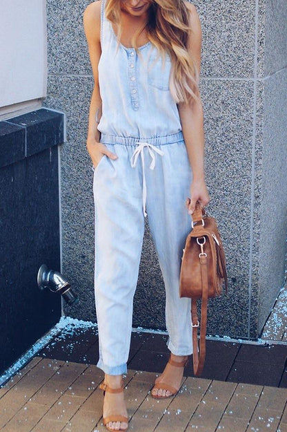 Norvielle Damen Denim Jumpsuit