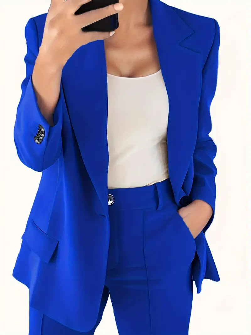 Norvielle Damen Blazer Set mit Erweiterten Hosen und Knopfverschluss