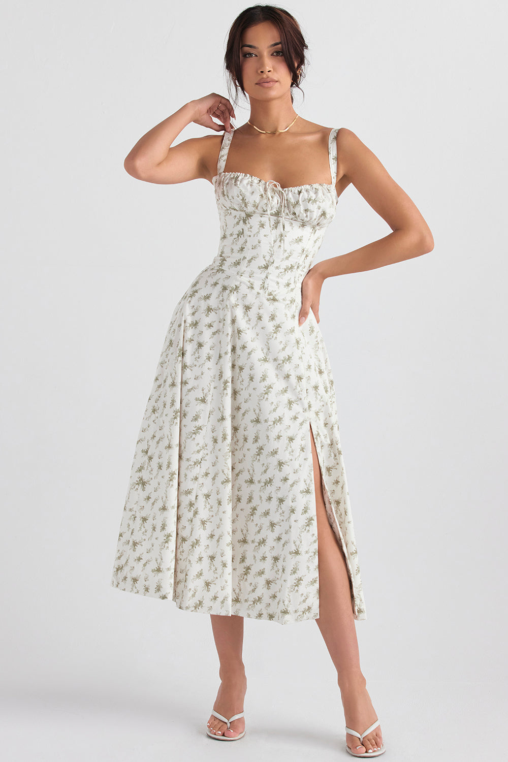 Pastellgrünes Damen Midikleid Taillenformend - Norvielle