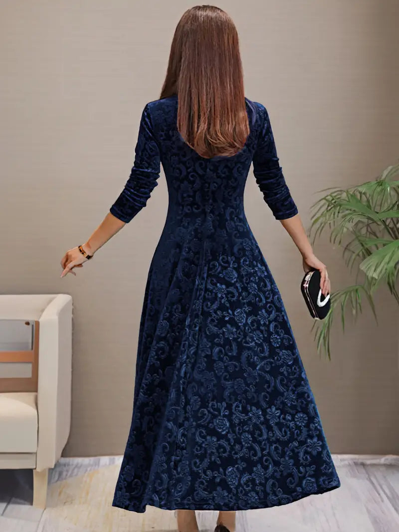 Norvielle Damen Maxikleid Breiter Saum Falten