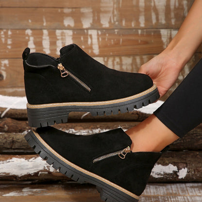 Damen Stiefeletten Reißverschluss Robust