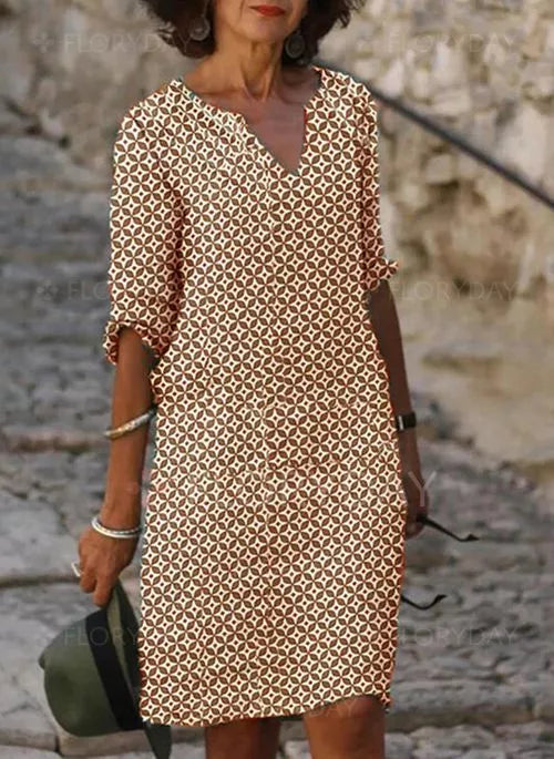 Damen Sommerkleid 3/4-Ärmel Minikleid