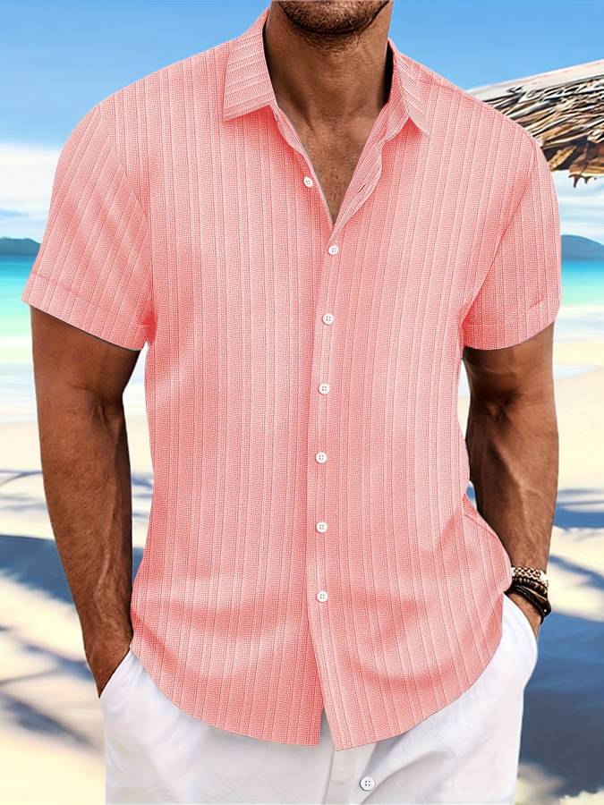 Owen Herren Kurzarm Hemd Gestreift Relaxed Fit Sommer