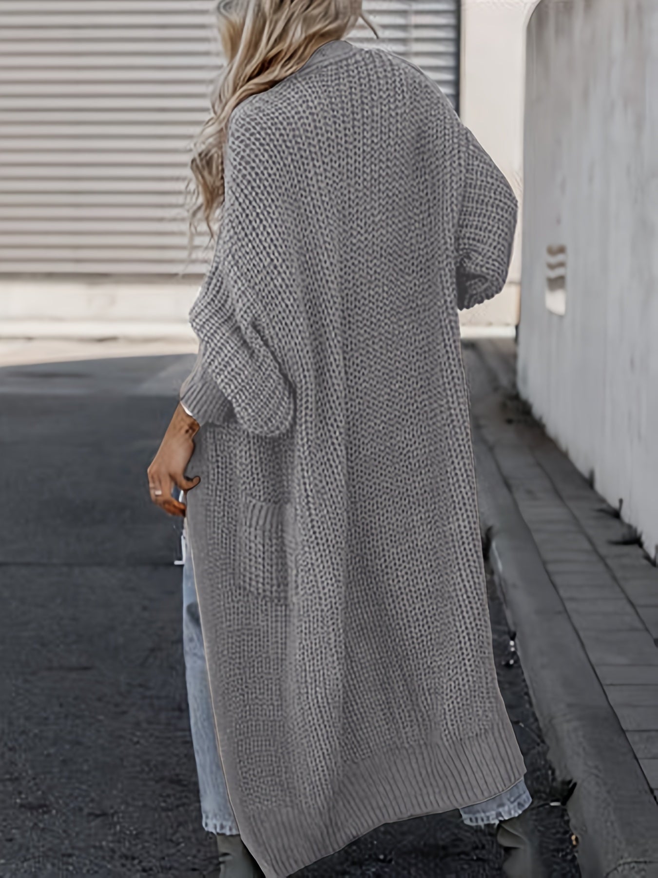Damen Strickcardigan Wolle Taschen Beige