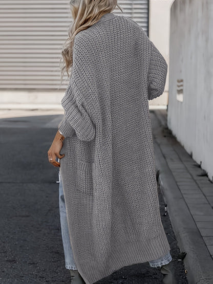Damen Strickcardigan Wolle Taschen Beige