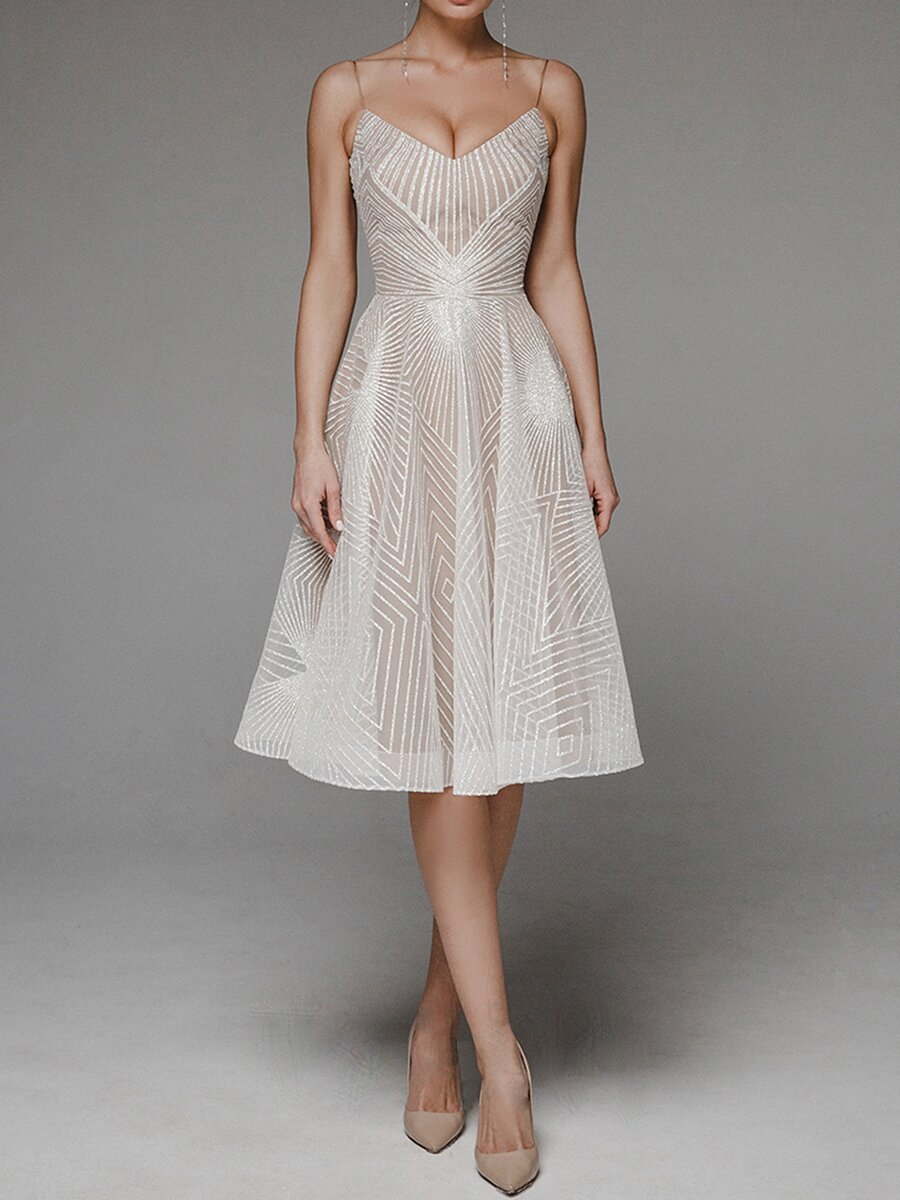 Damen A-Linien-Kleid Midi Spaghettiträger Elegantes - Norvielle