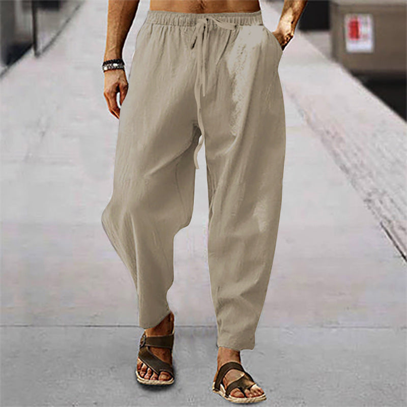 Herren Strandhose Leichter Stoff Beige