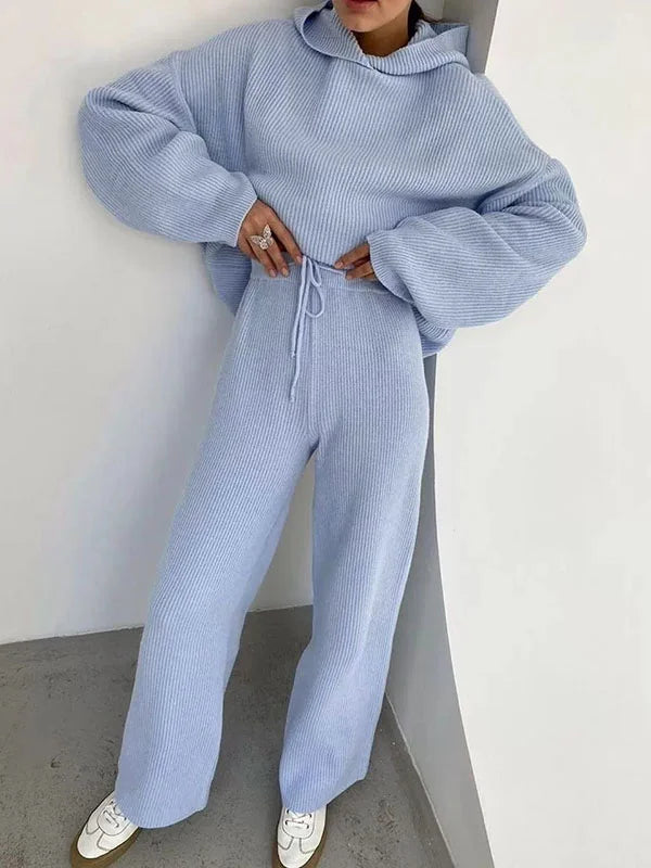 Damen Hoodie Set Gestreift Baumwolle