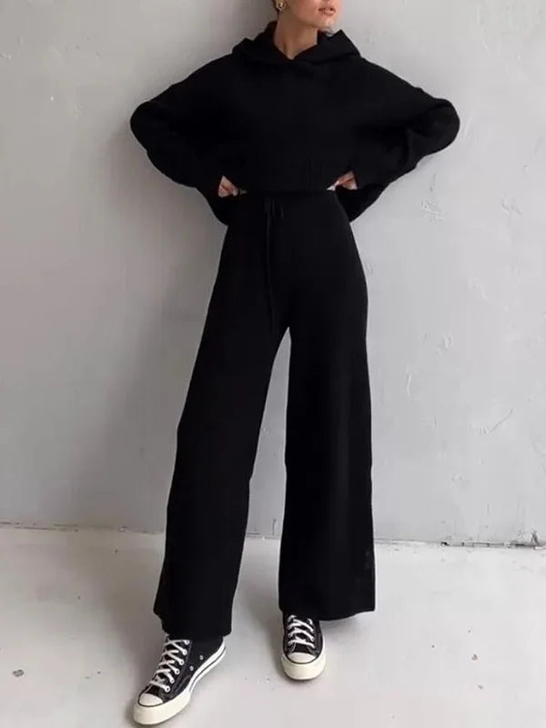 Damen Hoodie Set Gestreift Baumwolle