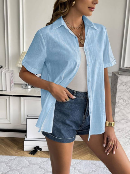 Damen Kurzarmbluse Leicht Sommerbluse