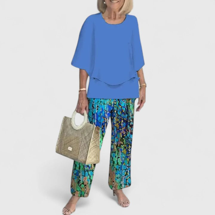 Damen Zweiteiler Hosen Set Bedruckt
